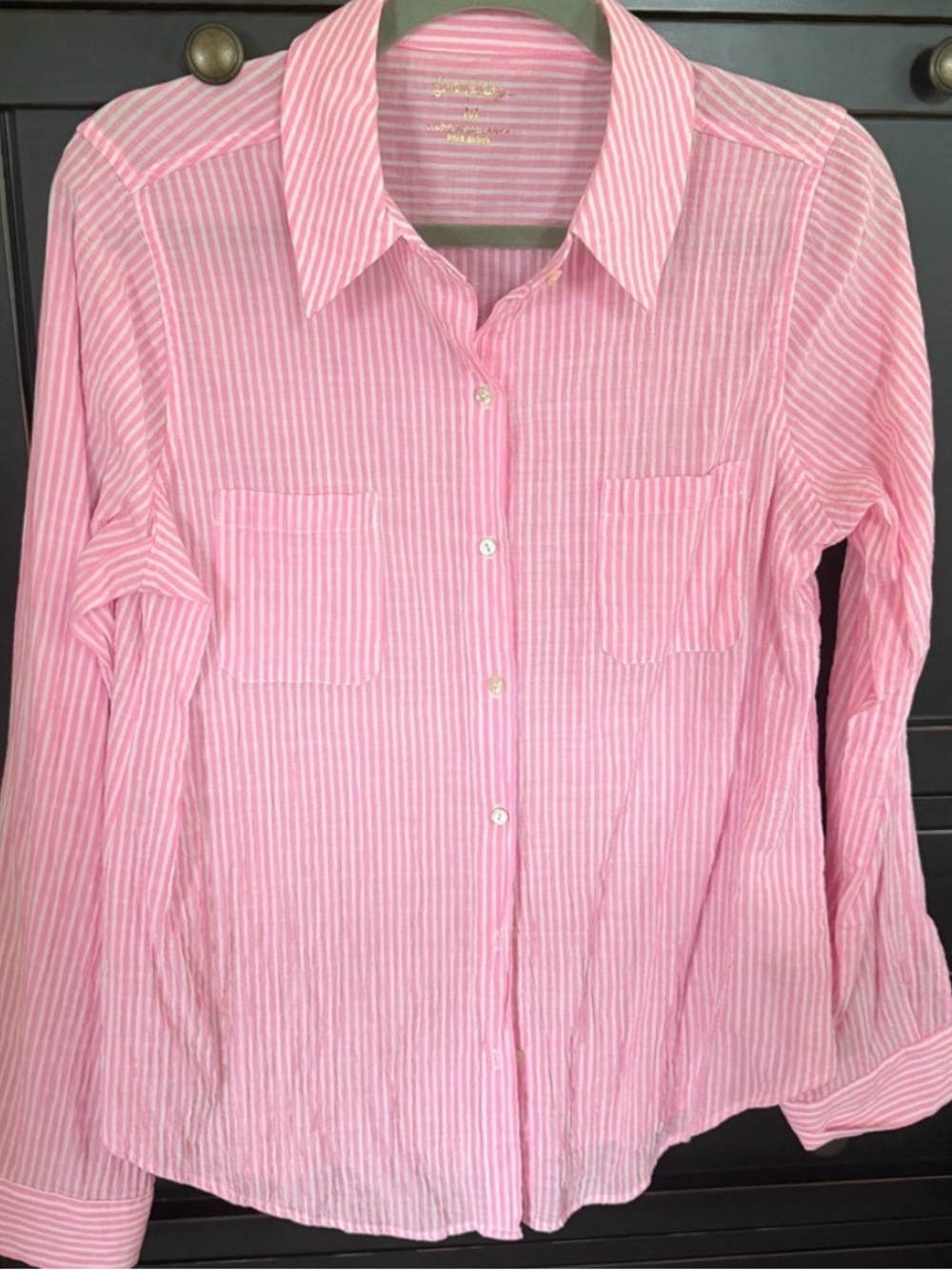 Lilly Pulitzer Pink and White Stripe button down